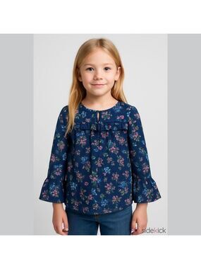 Pony Tails Sheer Long-Sleeve Lined Top Girls M